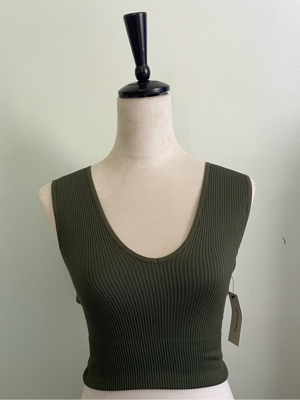 Francesca’s miami Olive Ribbed V-Neck Tank